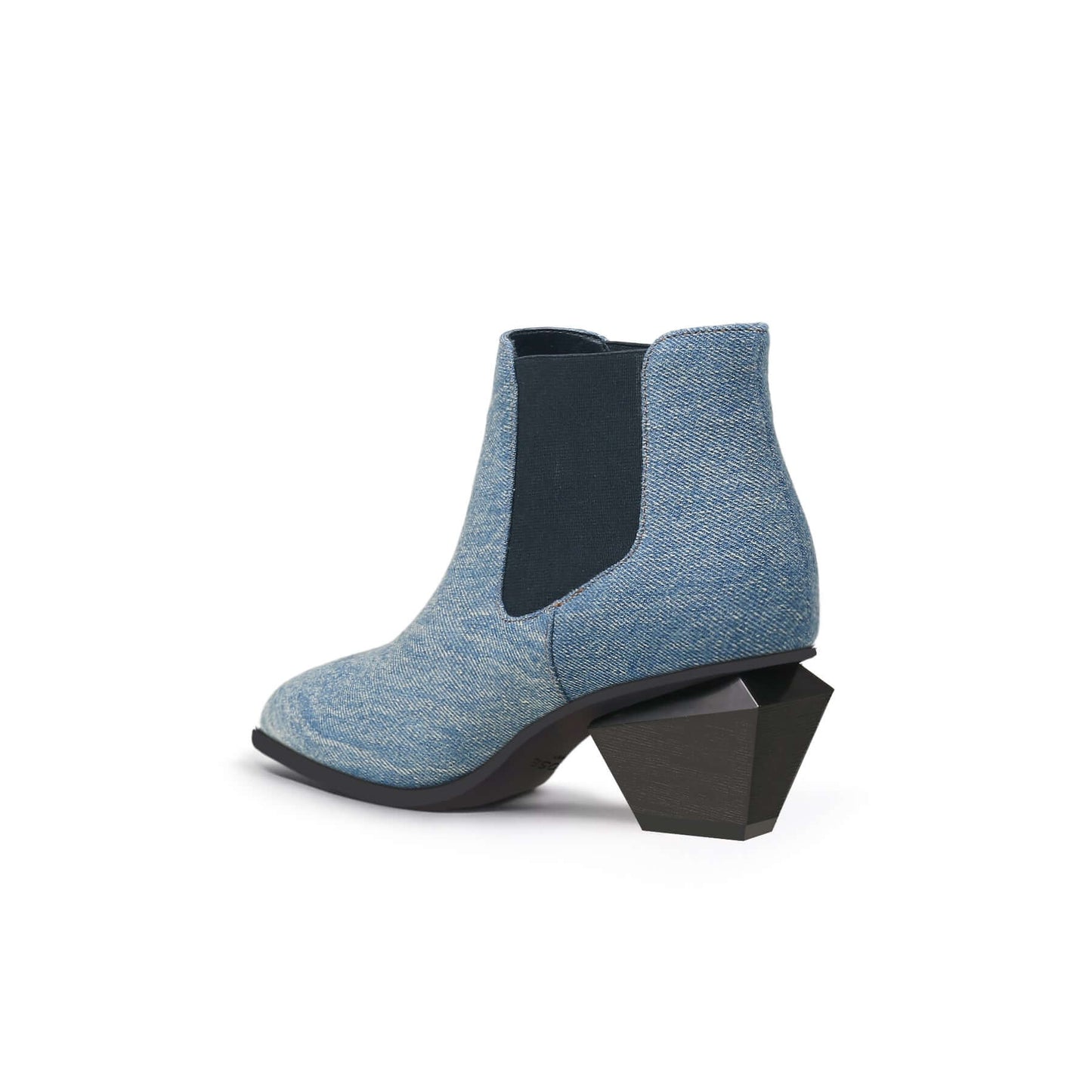 denim blue block heel ankle boots all blue 4