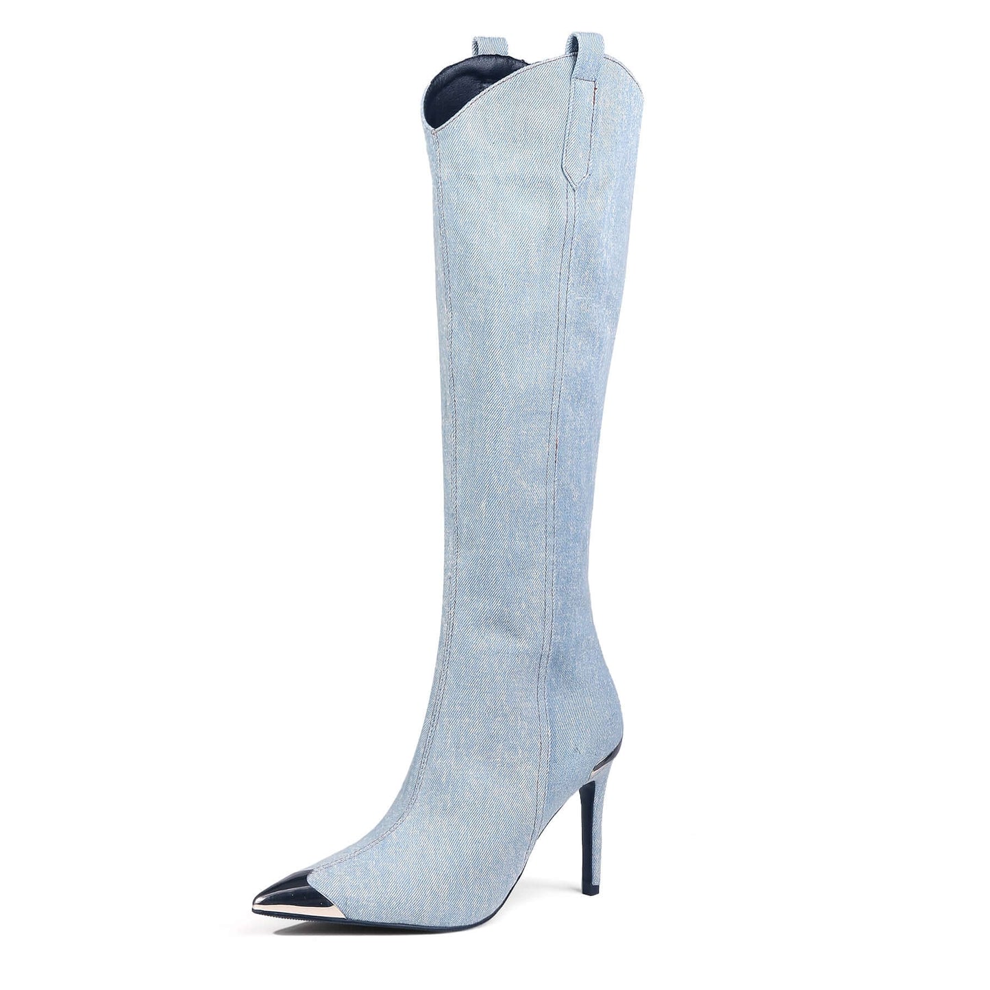 denim blue knee high boots all blue 2