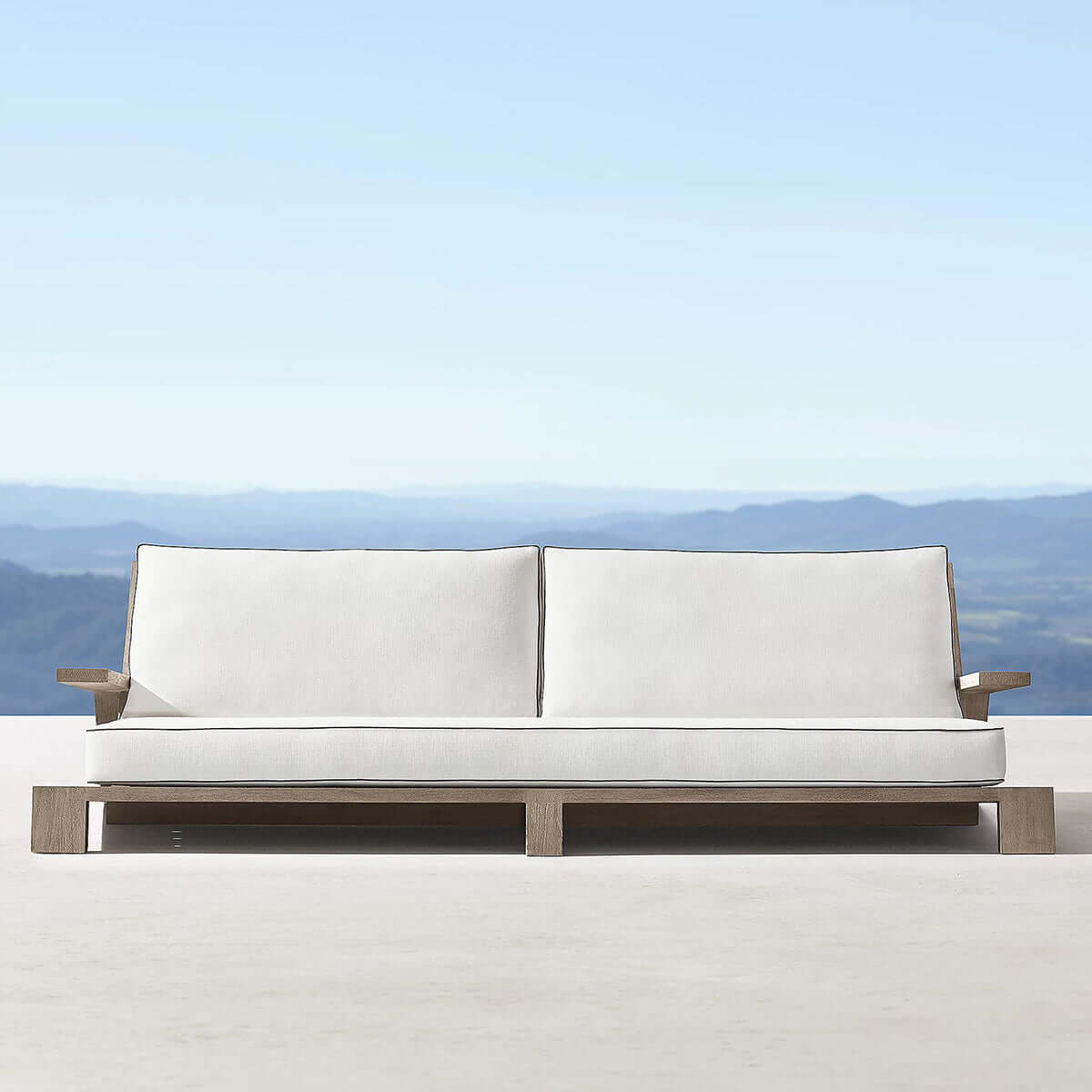 denton dreamy teak sofa three seater white 1