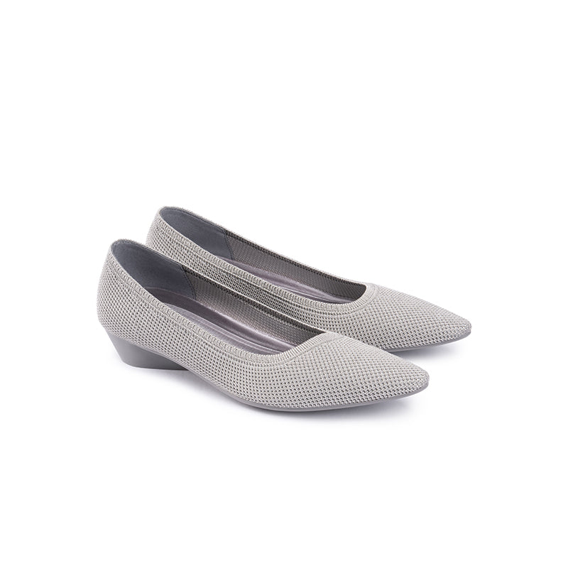 Diagonal Cut Knit Pointed Toe Wedge Flats – Washable Office Slip-Ons