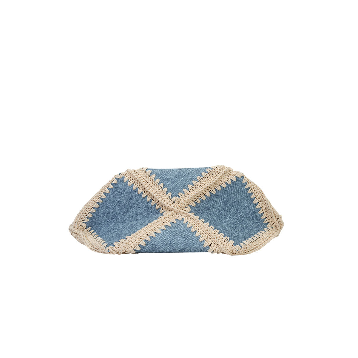 Diamond Patchwork Denim-Look Cowhide Leather Tote