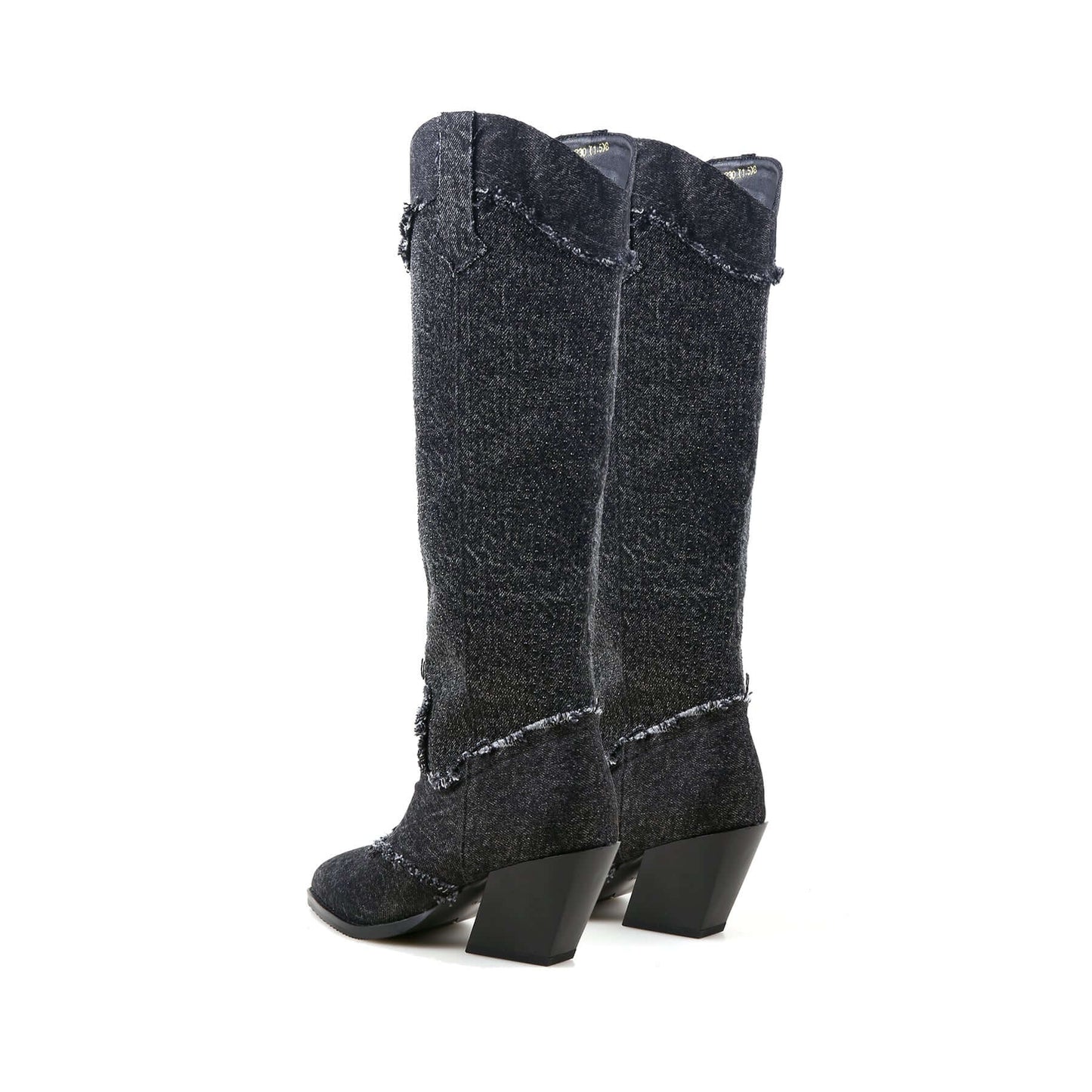 distressed denim cowgirl boots all black 8