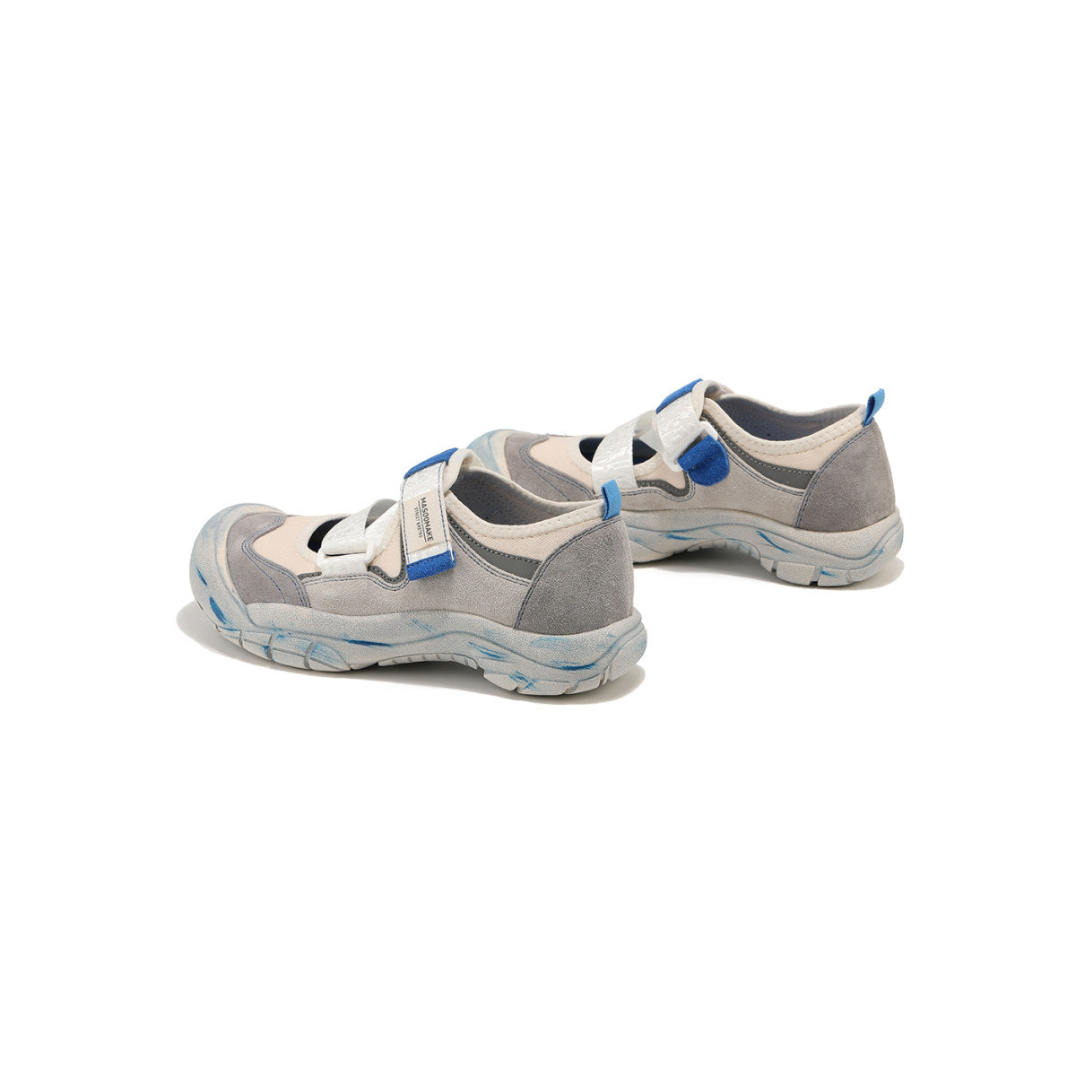 distressed velcro strap sneakers all blue 4
