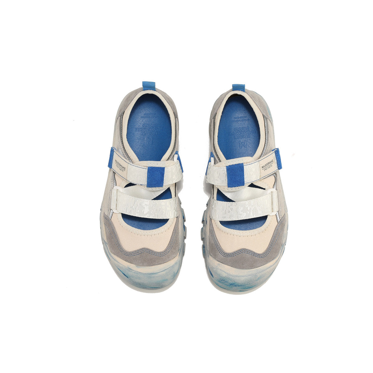 distressed velcro strap sneakers all blue 5