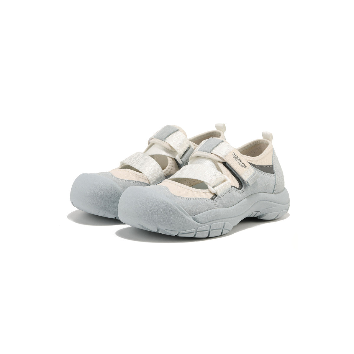 distressed velcro strap sneakers all grey 2