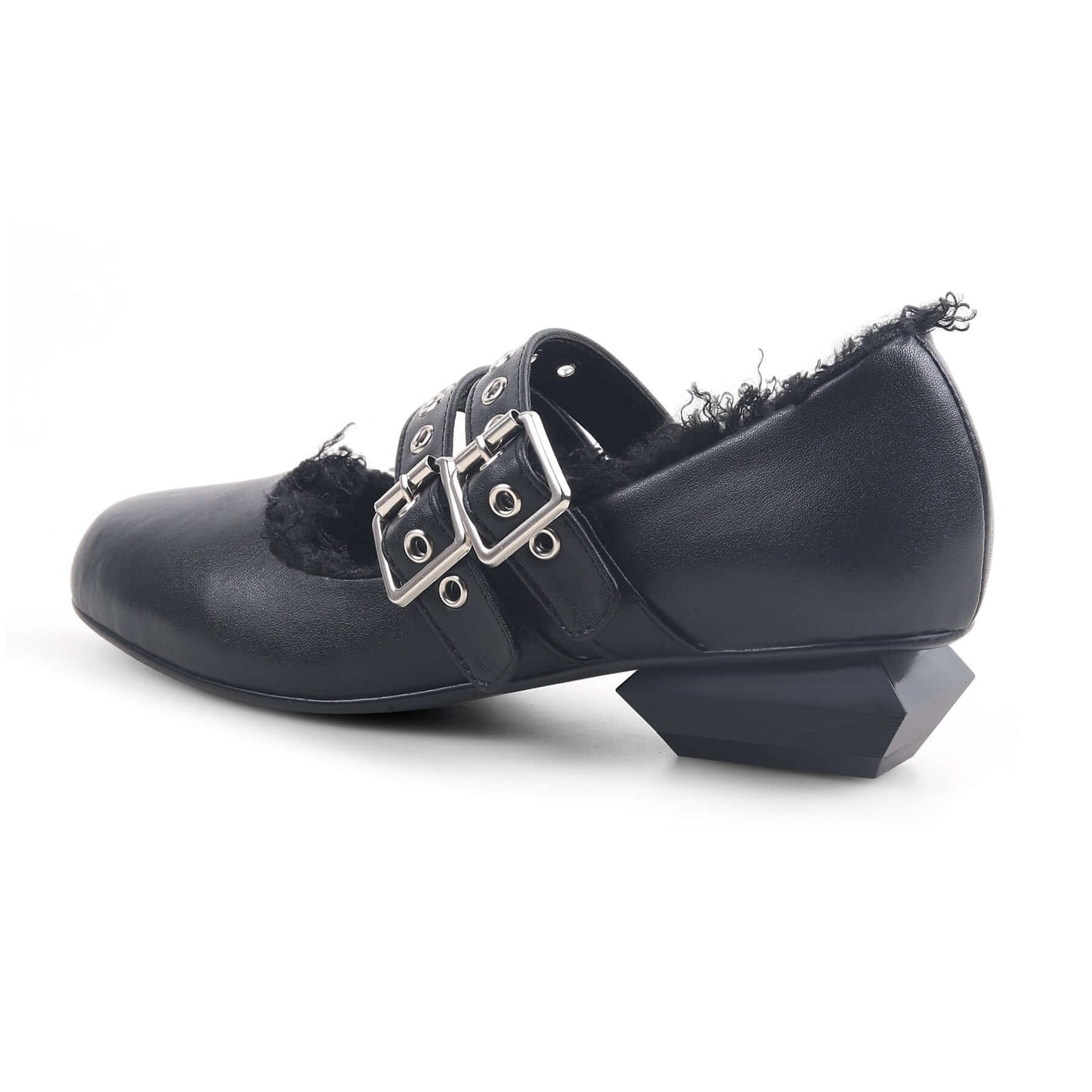 double strap mary jane shoes all black 4