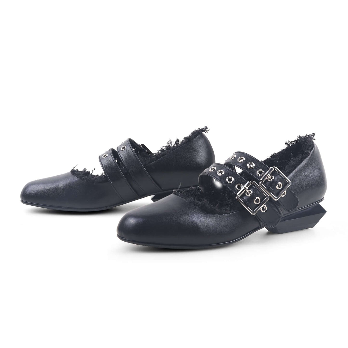 double strap mary jane shoes all black 7