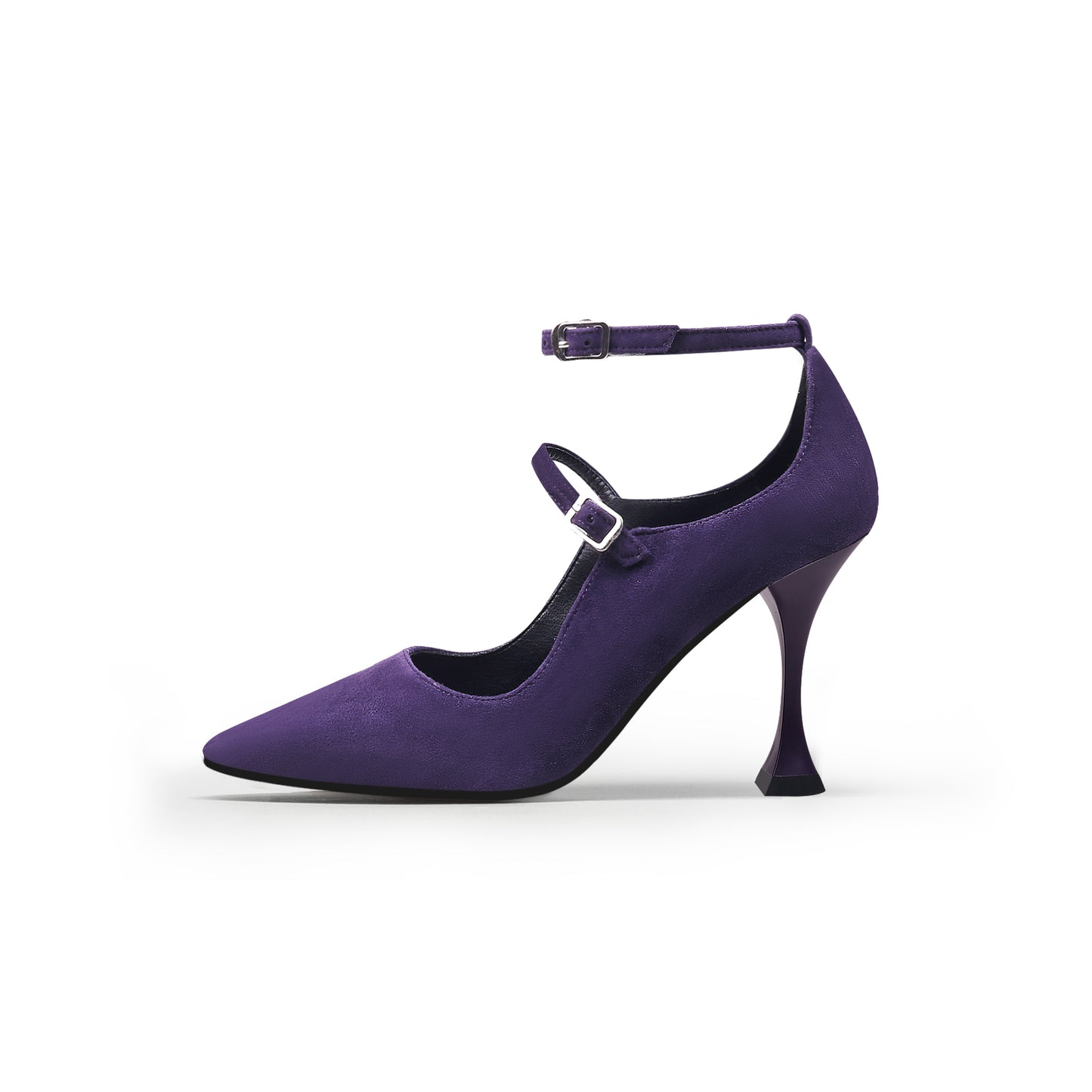 double strap scallop pumps all purple 1