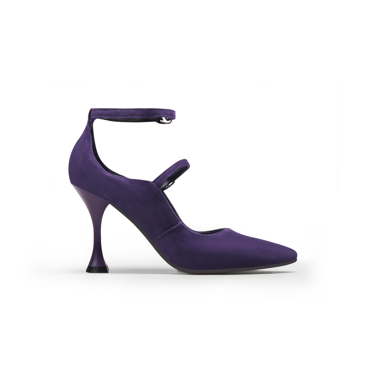 double strap scallop pumps all purple 2