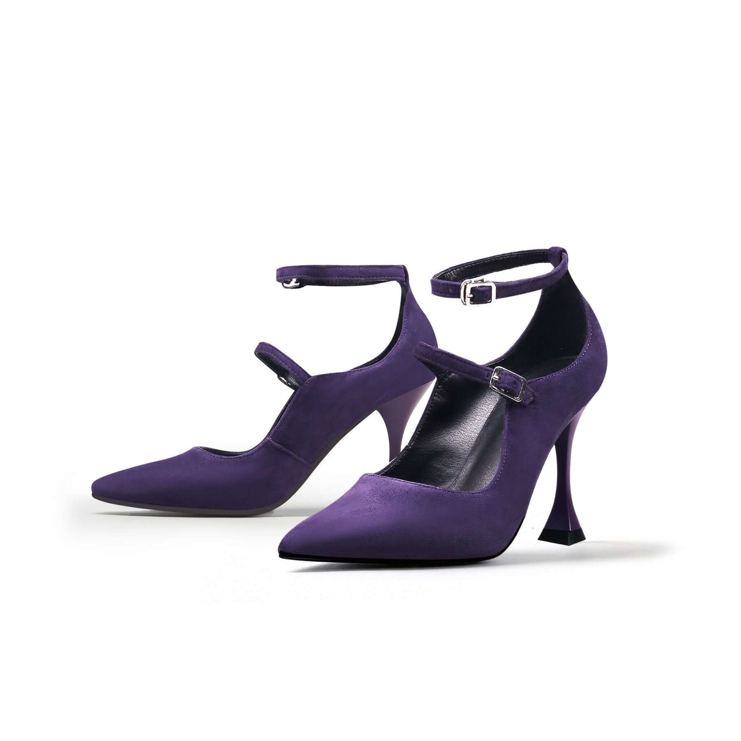 double strap scallop pumps all purple 5