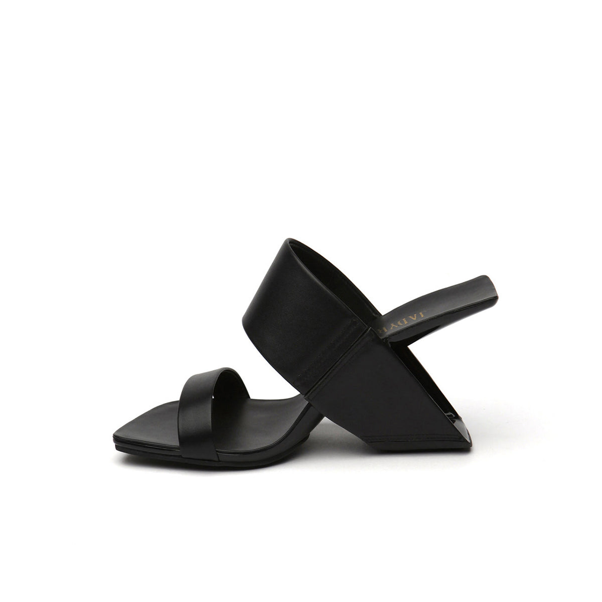 double strap square toe mules all black 1