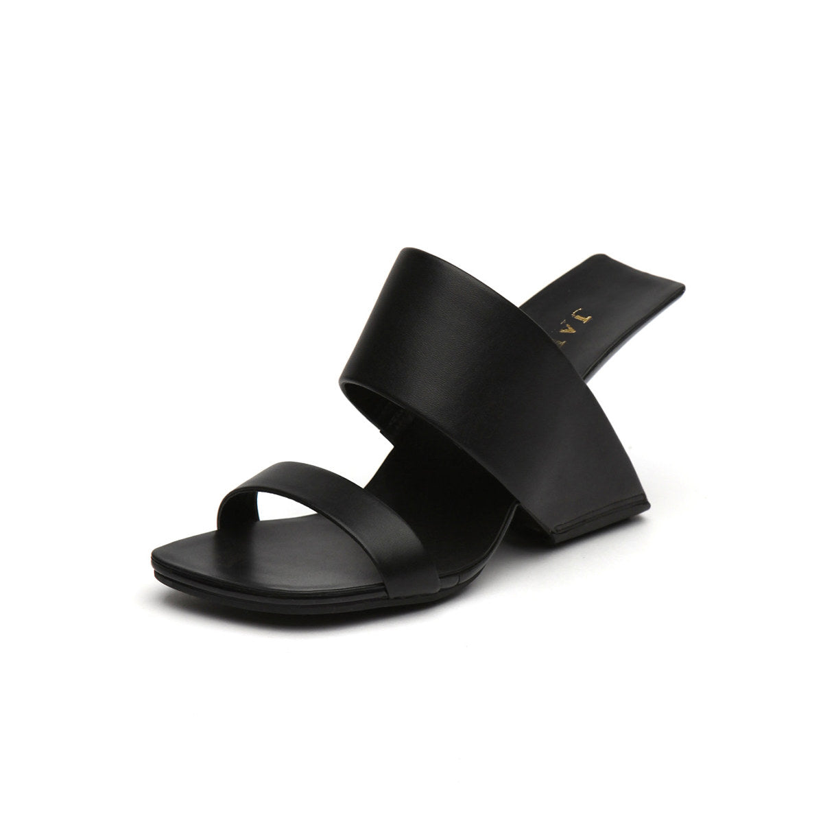 double strap square toe mules all black 2