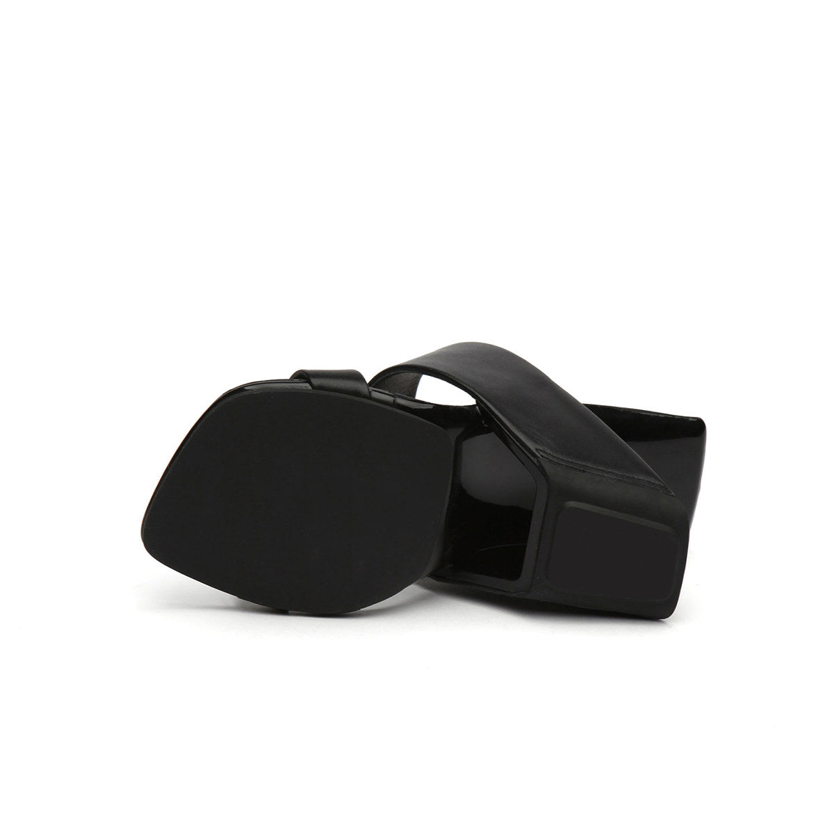 double strap square toe mules all black 5