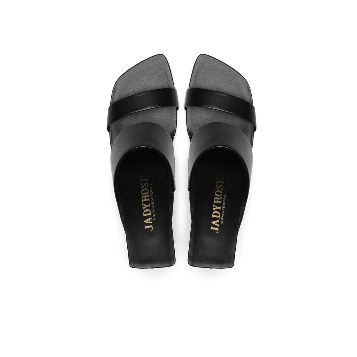 double strap square toe mules all black 6