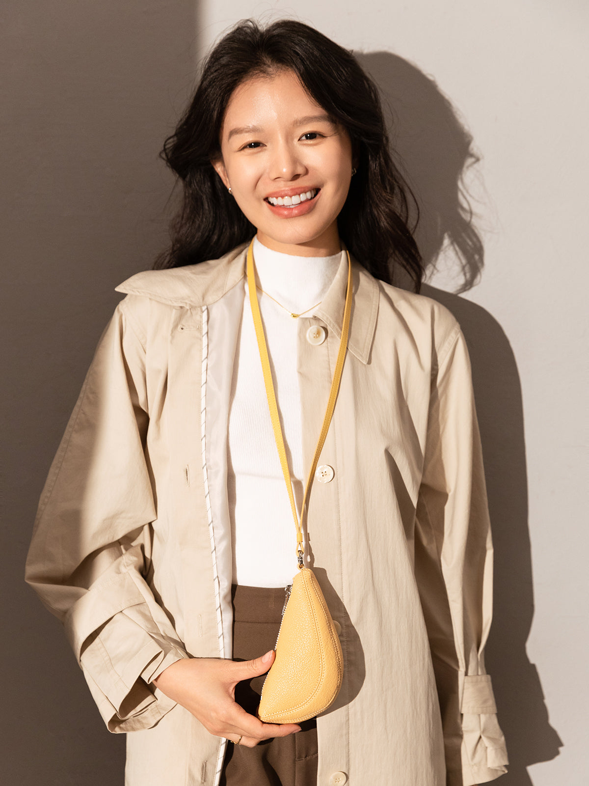 dumpling mini tie bag charm yellow 4