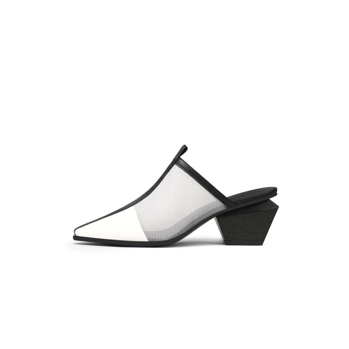 duotone mesh leather mules all white 1