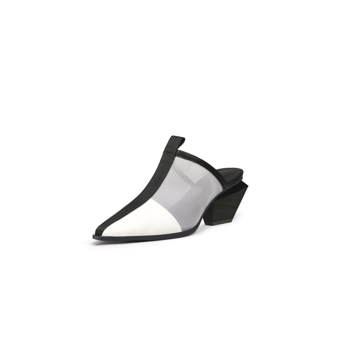 duotone mesh leather mules all white 2