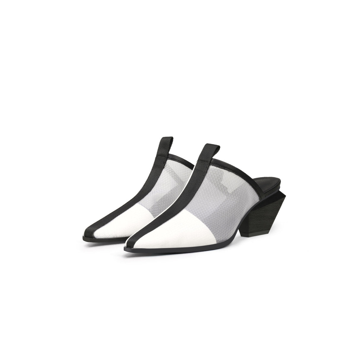 duotone mesh leather mules all white 5