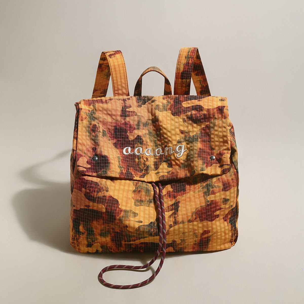 Earthy Camo Ripstop Backpack – Ultra-Lightweight Drawstring Backpack with Embroidered Logo