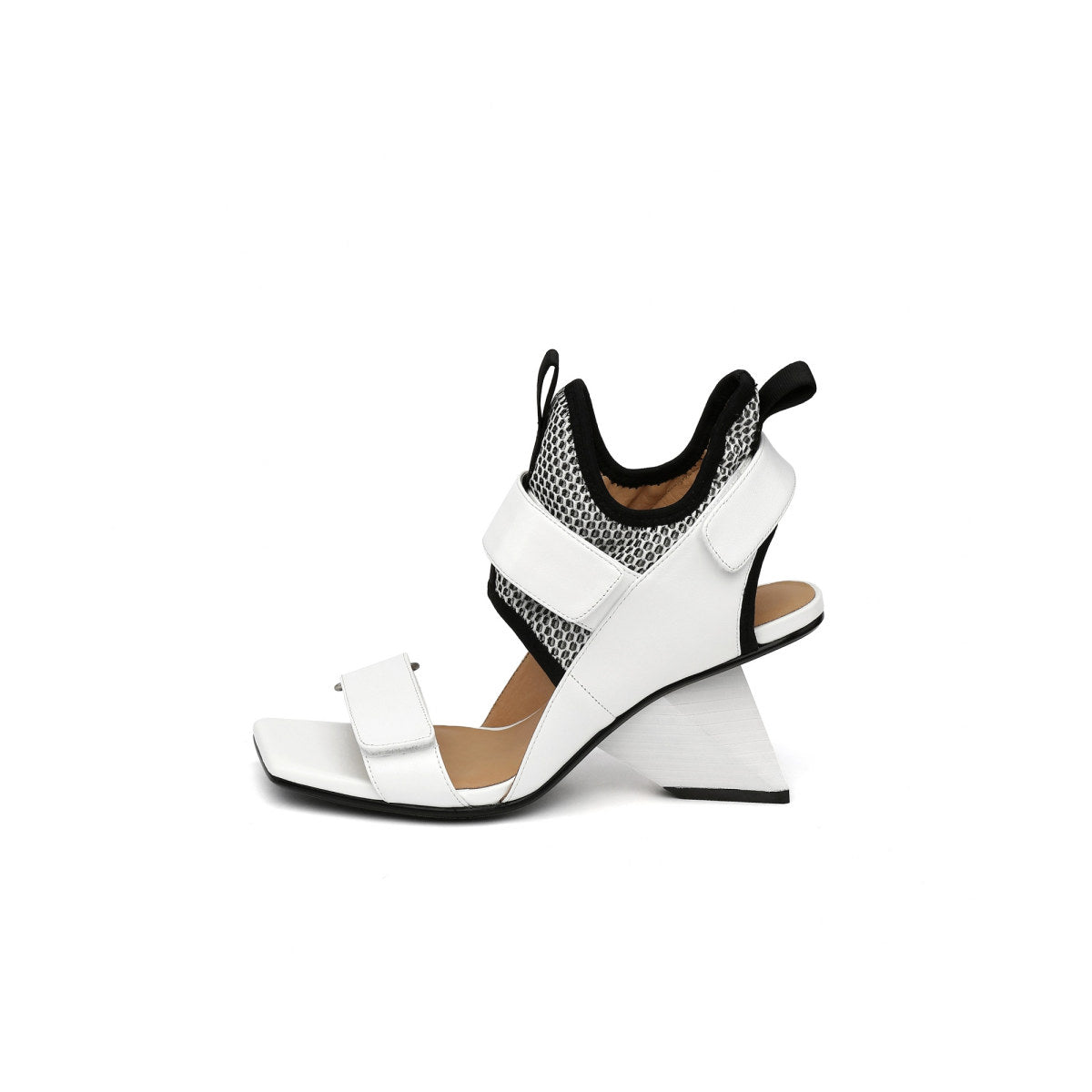 edgy ankle wrap wedges all white 1