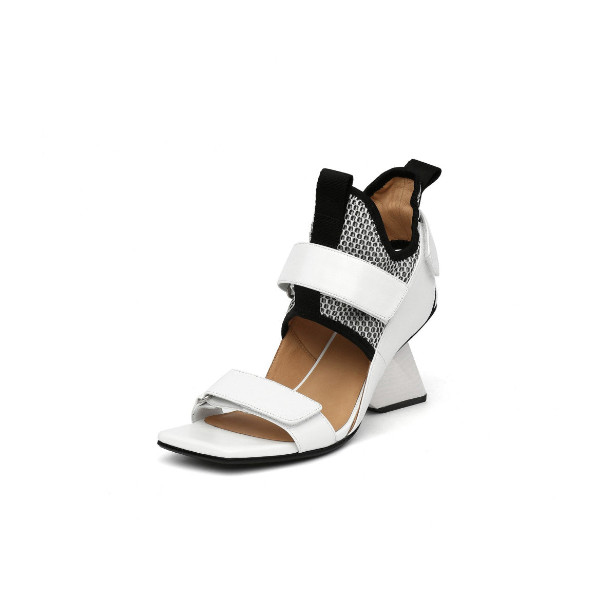 edgy ankle wrap wedges all white 2