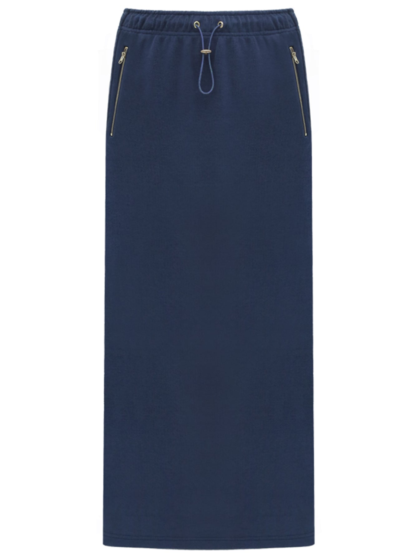 elastic drawcord back slit navy skirt all navy 4