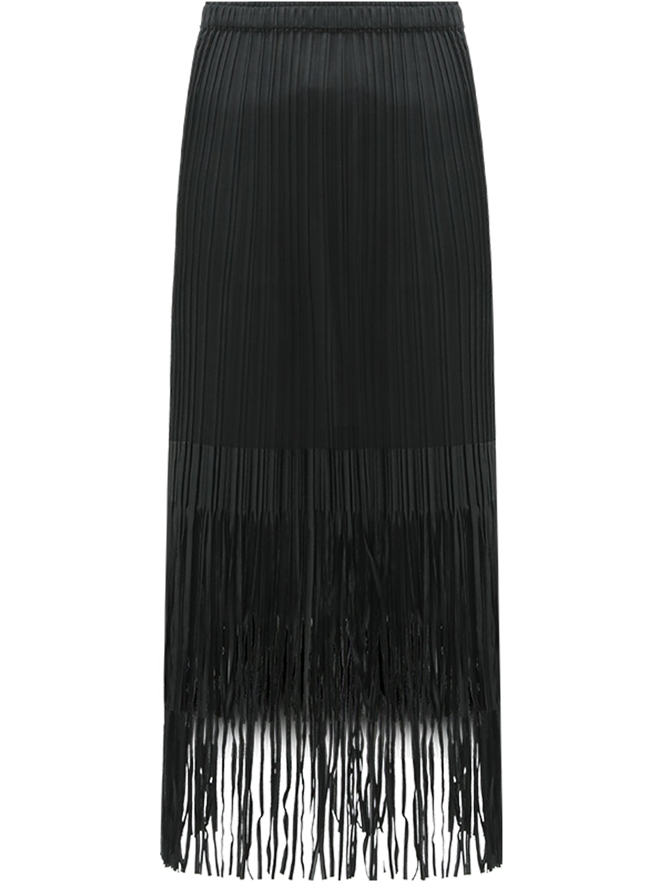 elegant black double layered fringe pleated skirt all black 4