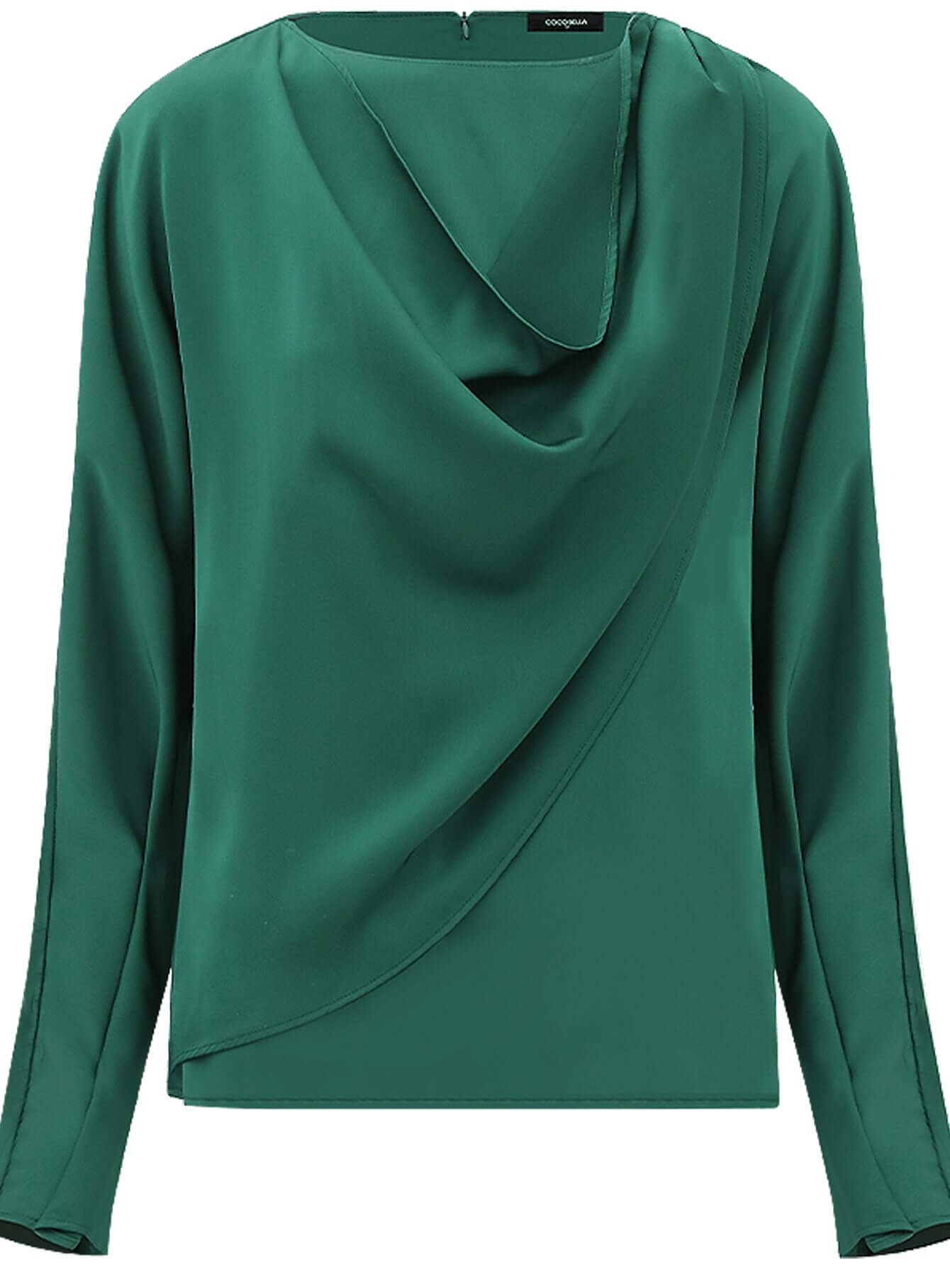 elegant scarf collar satin blouse all green 4