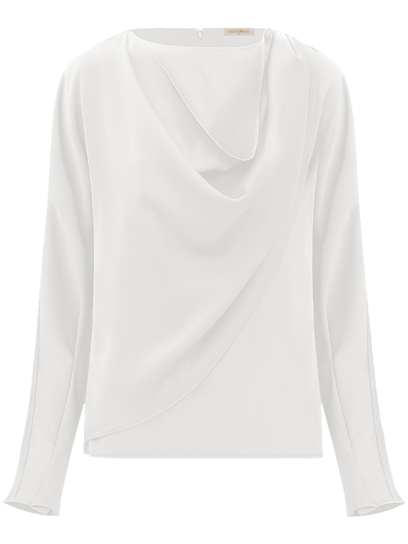 elegant scarf collar satin blouse all white 4