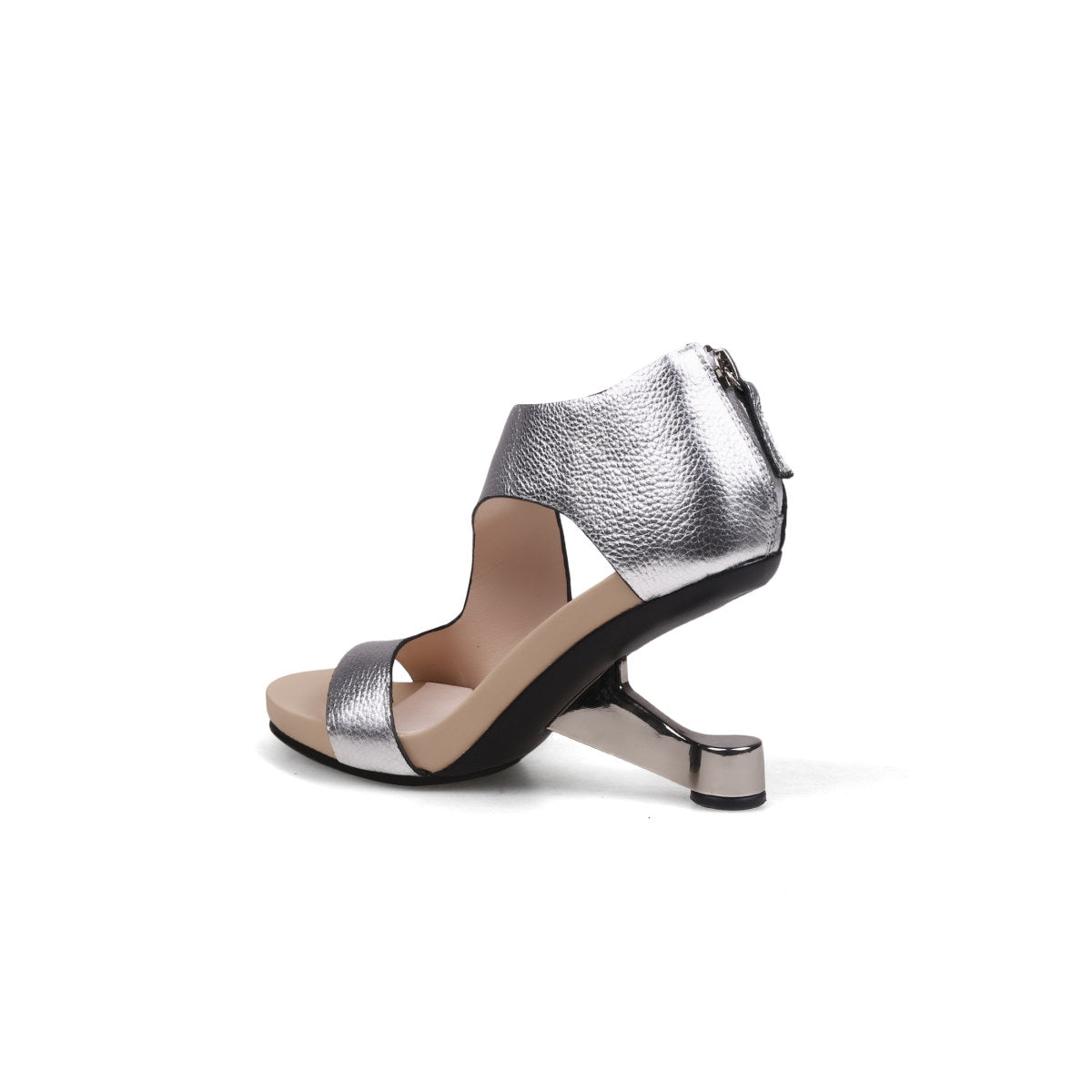 elegant texture strap wedges all silver 3