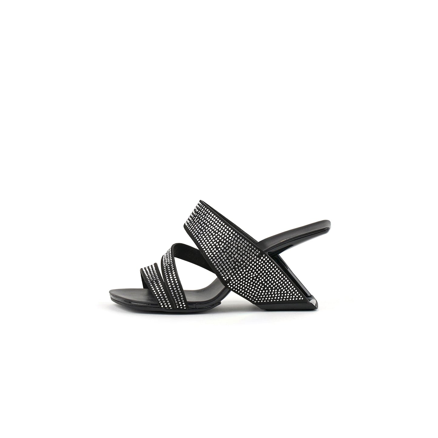 embellished gravity mules all black 1