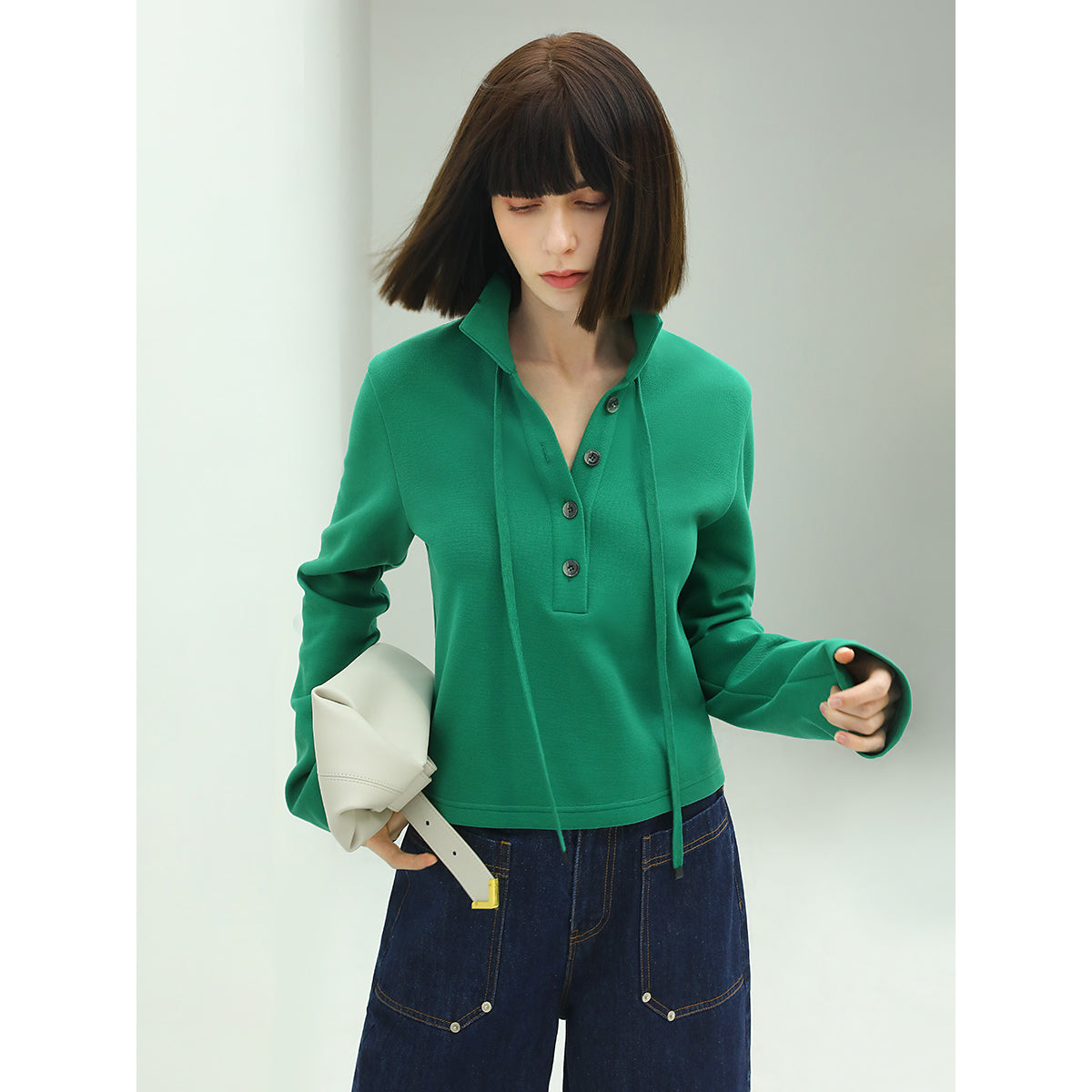 emerald green collared polo top all green 3