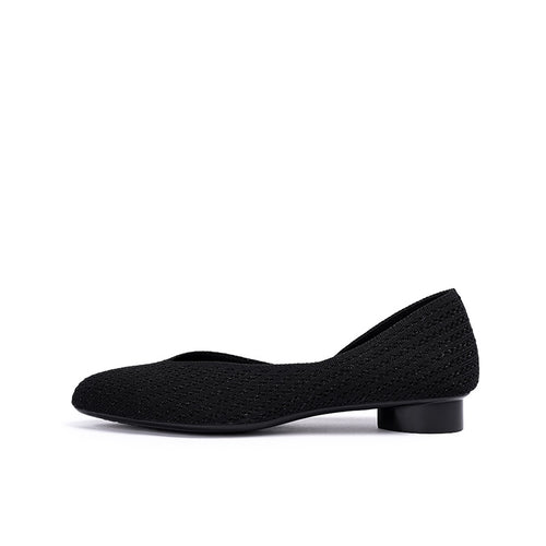 emma pointed toe low heel commuter flats all black 1