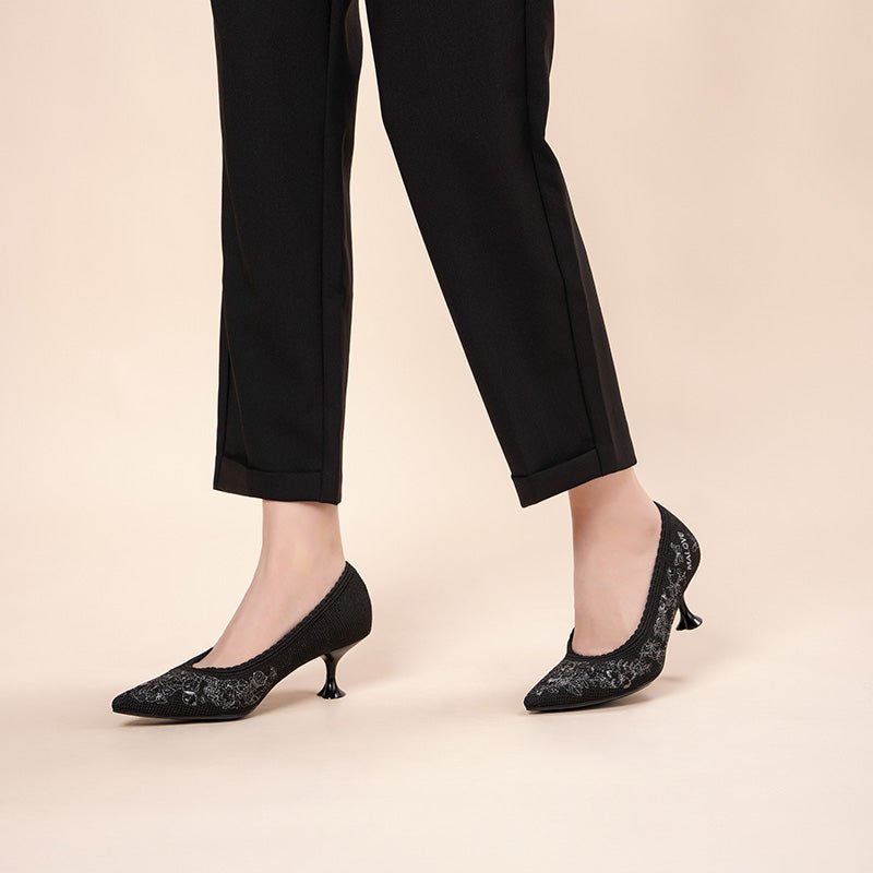 Enchanted Butterfly Pointed Toe Kitten Heels - 0cm