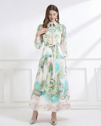 Enchanted Garden Printed Chiffon Maxi Dress