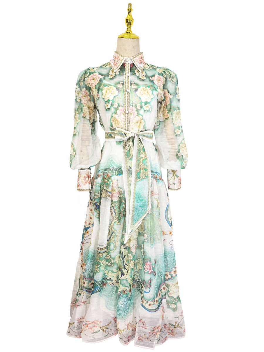 Enchanted Garden Printed Chiffon Maxi Dress