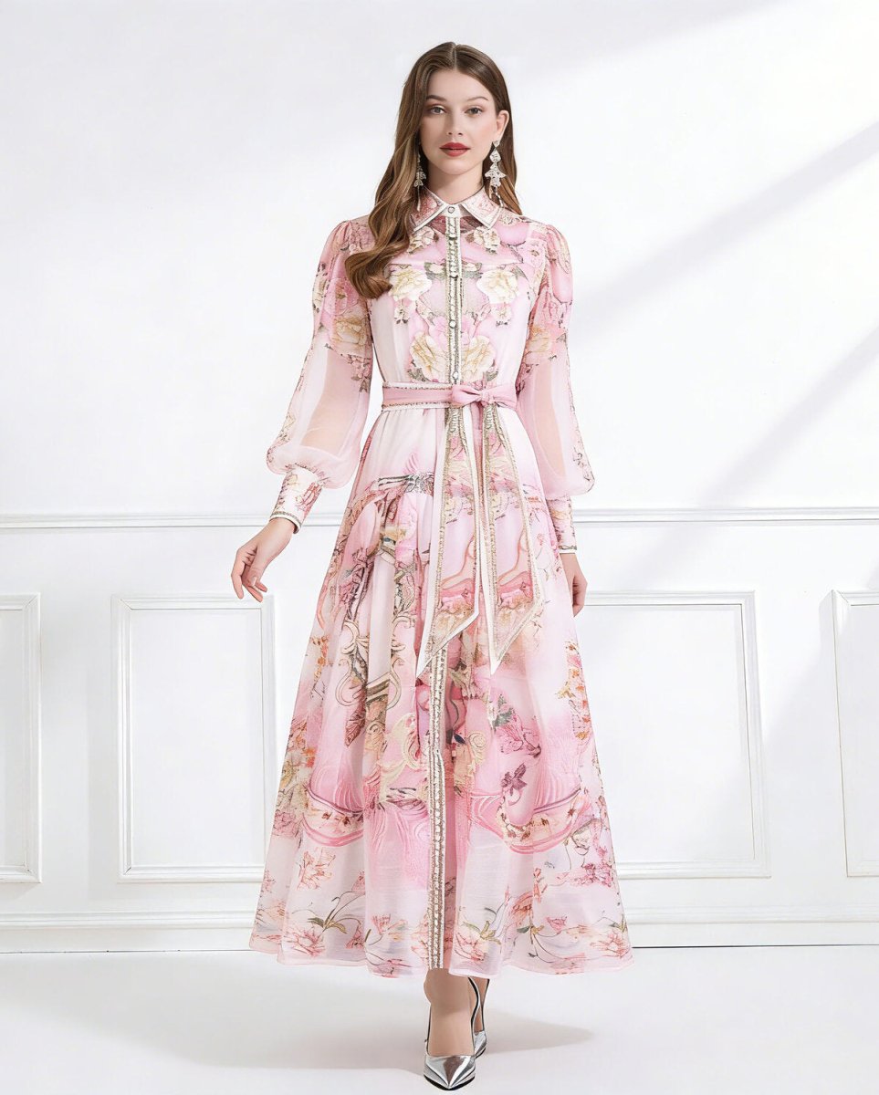 Enchanted Garden Printed Chiffon Maxi Dress