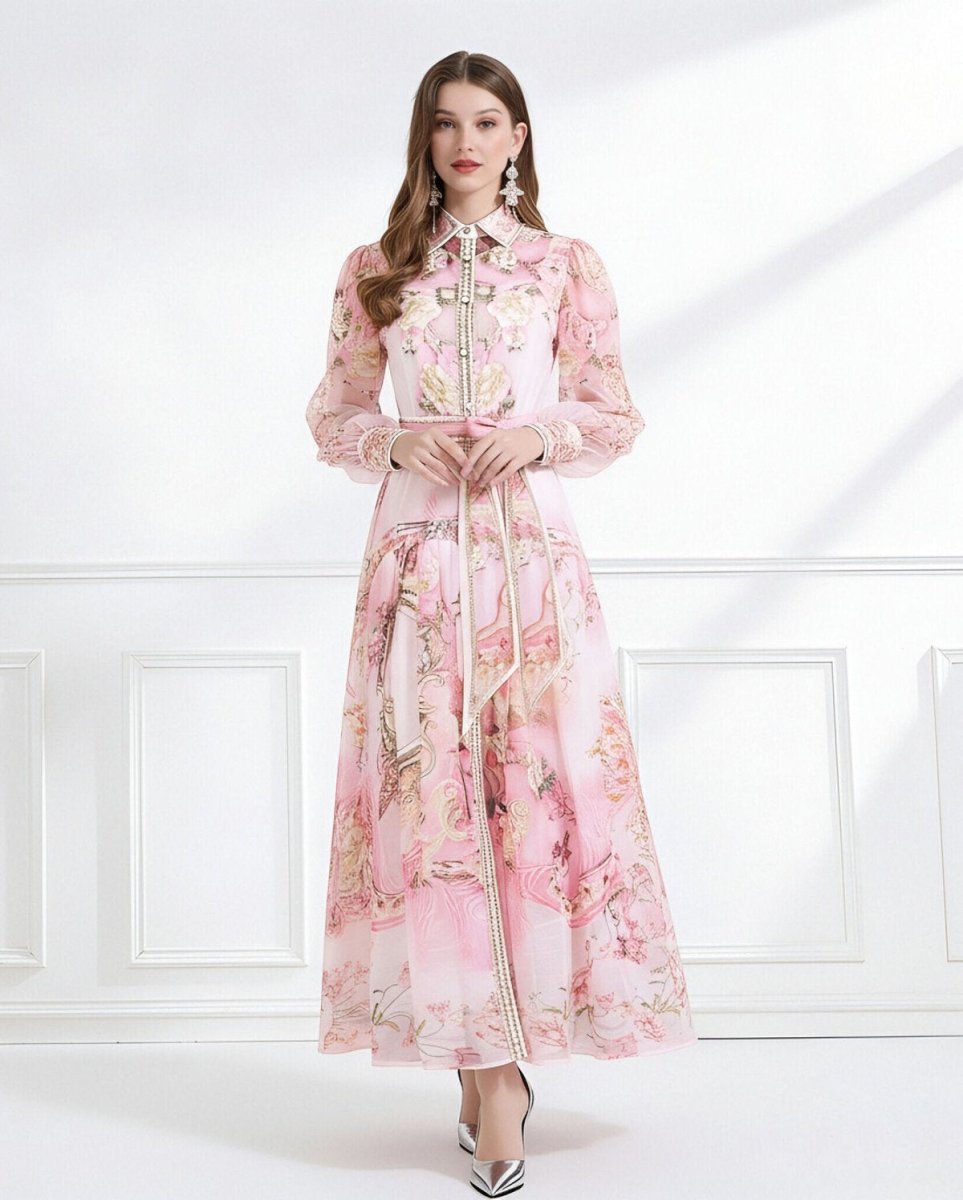 Enchanted Garden Printed Chiffon Maxi Dress