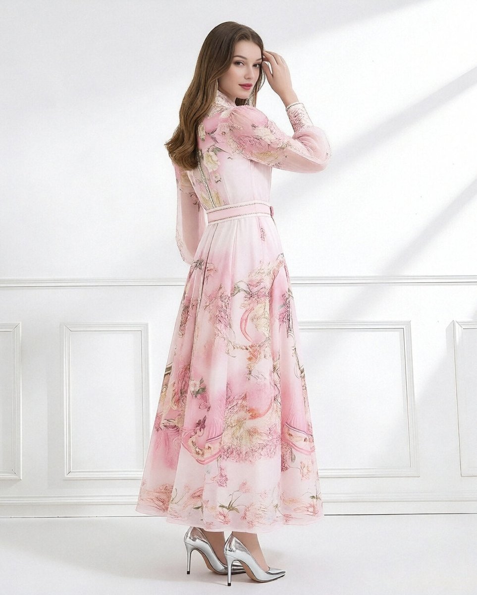 Enchanted Garden Printed Chiffon Maxi Dress
