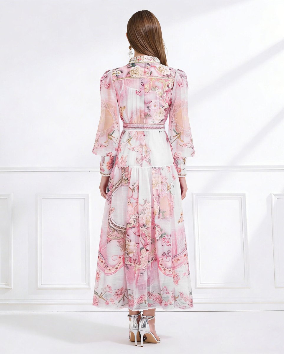Enchanted Garden Printed Chiffon Maxi Dress