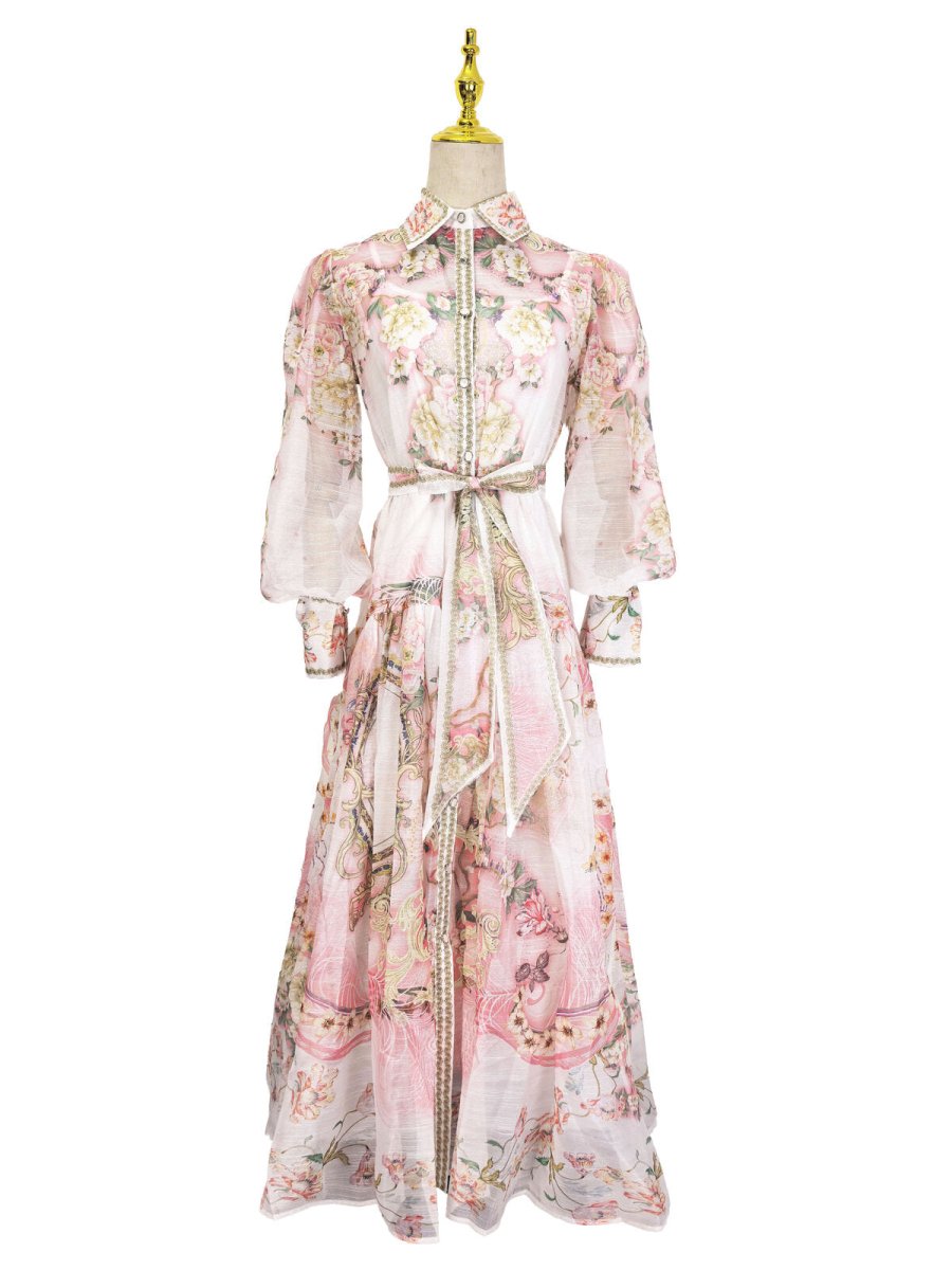 Enchanted Garden Printed Chiffon Maxi Dress