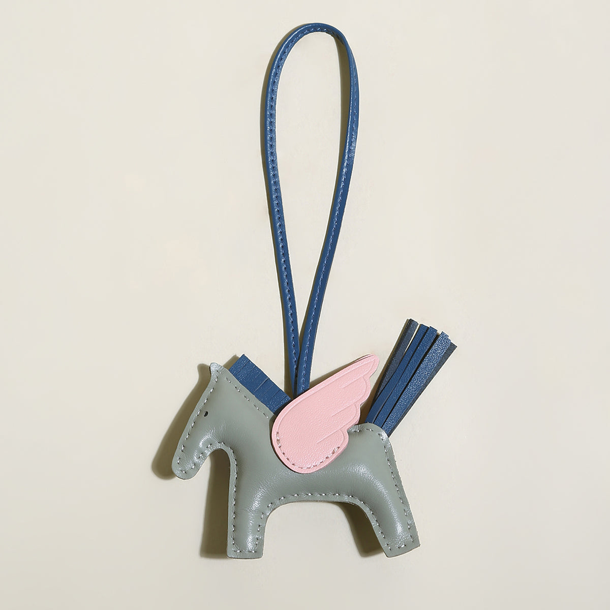 equestrian horse leather bag charm blue 1