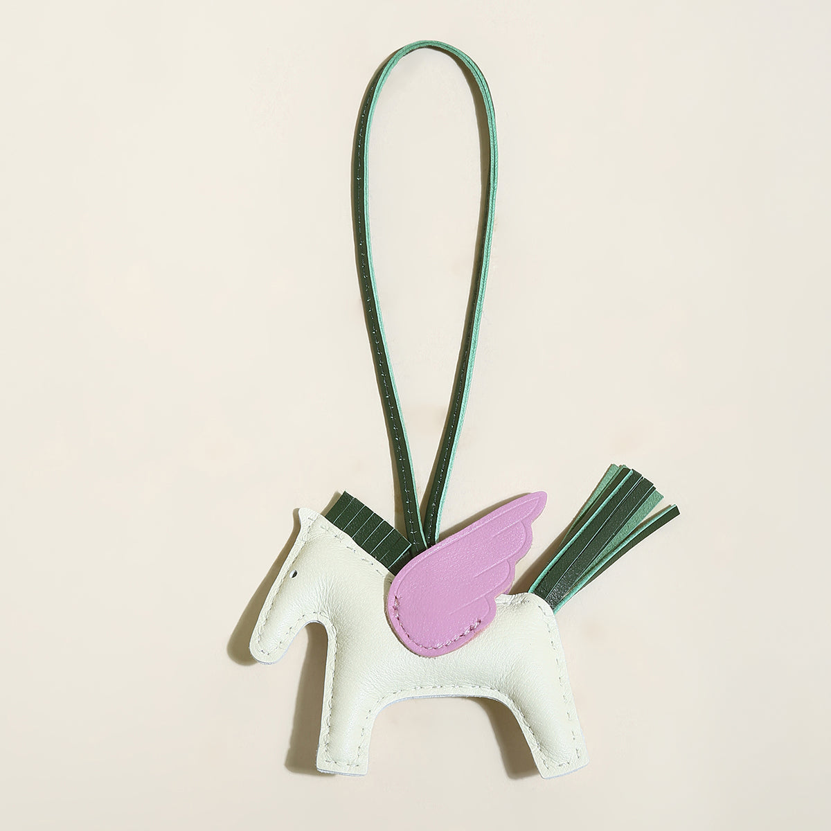 equestrian horse leather bag charm green 1