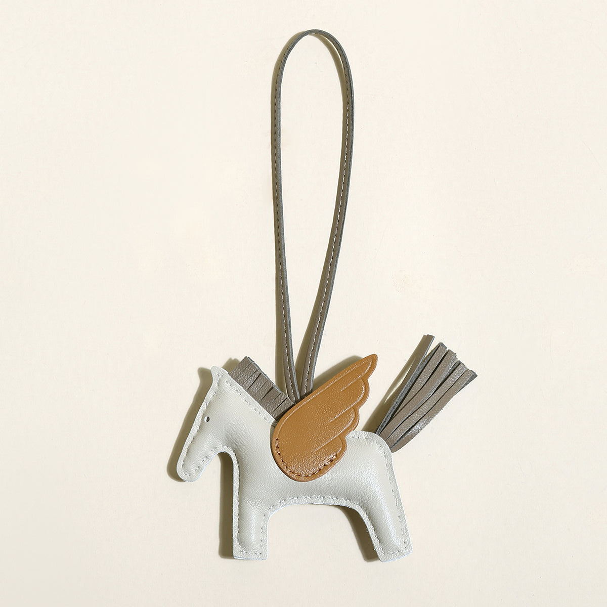 equestrian horse leather bag charm grey 1