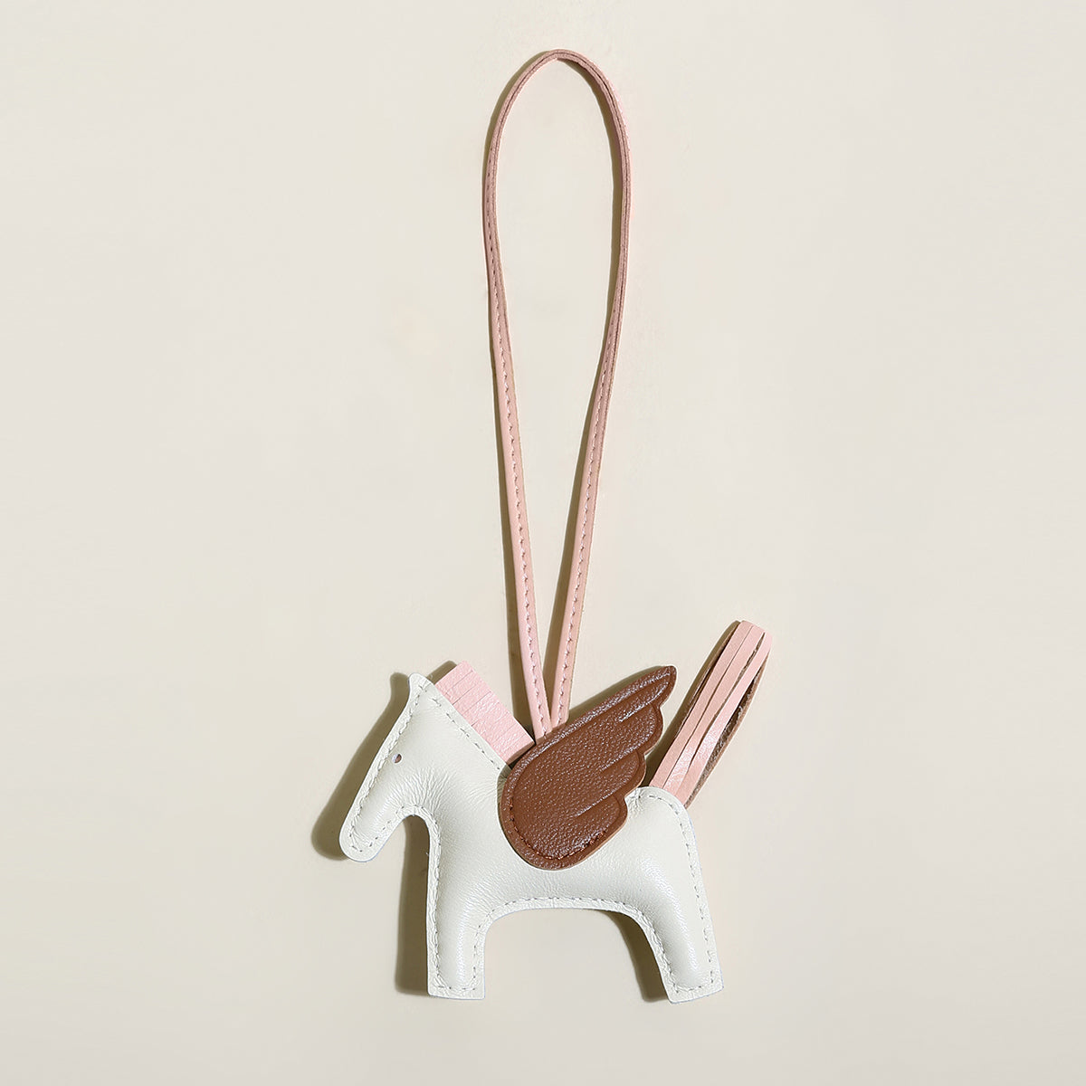 equestrian horse leather bag charm white 1