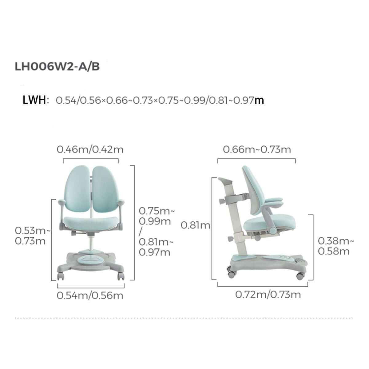 ergonomic chair with double back support for children blue 7