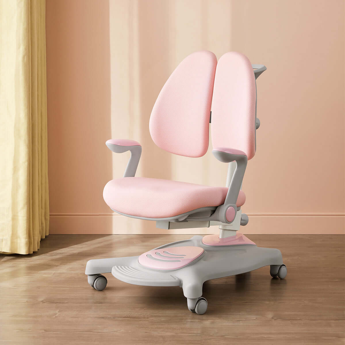ergonomic chair with double back support for children pink 1