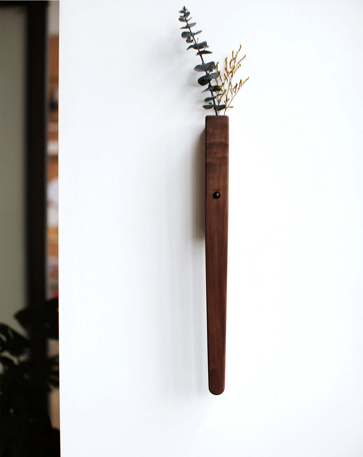 extended solid wood wall vase lamp with motion sensor l walnut 1