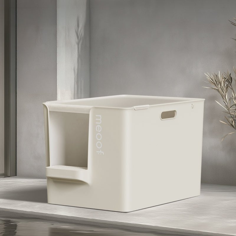 Extra Large Semi - Enclosed Cat Litter Box with Step & Scoop Set