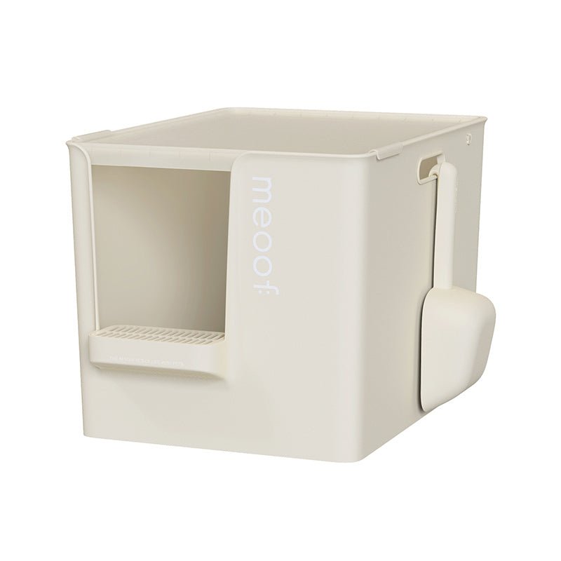 Extra Large Semi - Enclosed Cat Litter Box with Step & Scoop Set